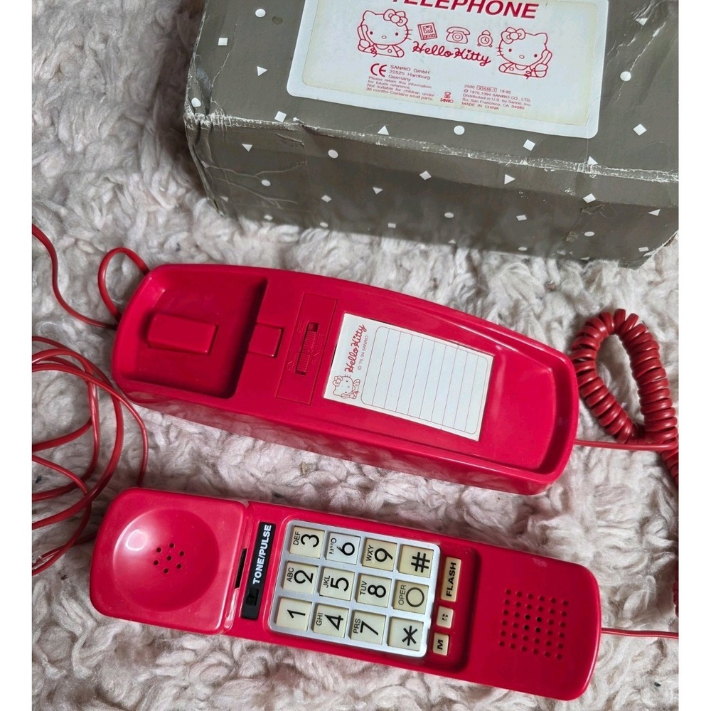 Vintage Hello Kitty Retro Phone 1994 Sanrio Red Telephone - Picture 5 of 8